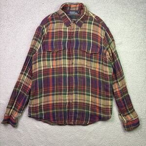 VTG Polo Ralph Lauren Button Shirt Mens XL Plaid lined Long Sleeve